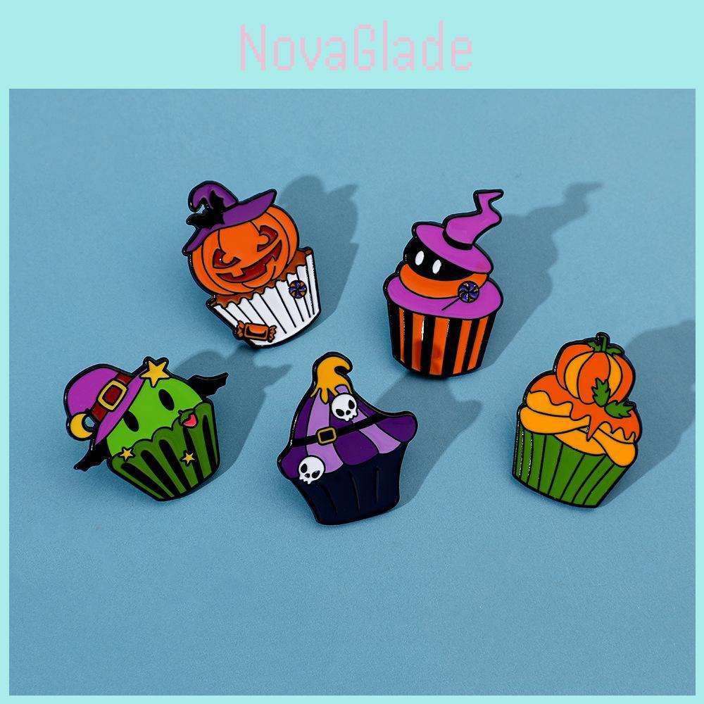 Halloween Cupcake Brooch Quirky And Funny Ghost Skeleton Pumpkin Cake Design