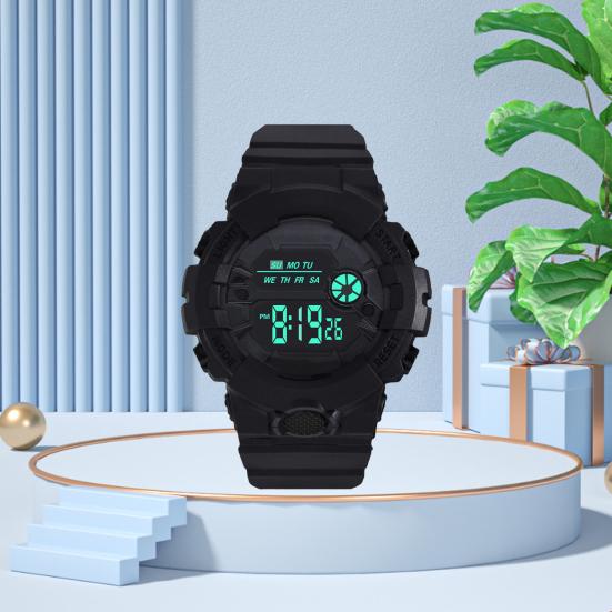 LED Electronic Watch Waterproof Anti-slip Adjustable Strap Round Dial Kids Students Casual Sports Digital Wristwatch Birthday Gift