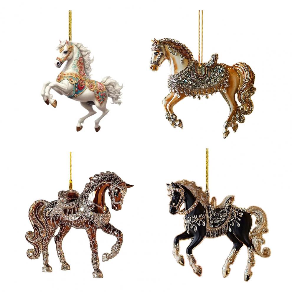 Horse Pendant Minimalist Style Jewelry Horse Acrylic Pendant Keychain 2d Car Mirror Charm Ornament Equestrian Bag for Horse