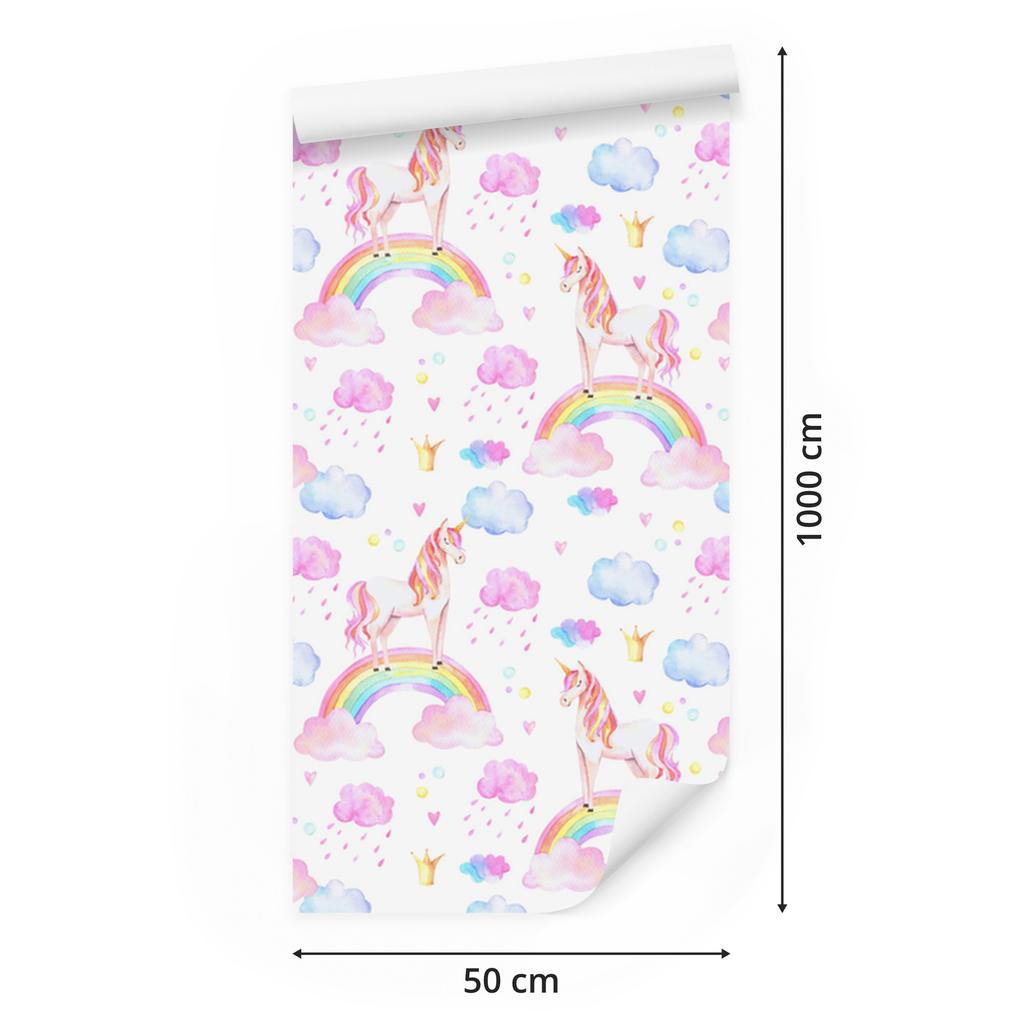 Pastel Unicorns and Rainbows Wallpaper for Living Room and Bedroom 50x1000