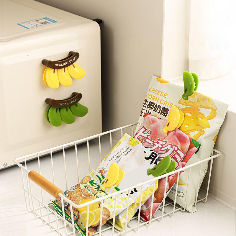 Kunststoff Bananen Magnetverschluss Feuchtigkeitsdicht Handpresse Frischhalteclip Multifunktionaler Haushalts-Lebensmittelbeutelclip