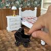 1:12 Dollhouse Miniatures Black Wrought Iron Baby Stroller Model Doll House Bedroom Scene Decor Ornaments Pretend Play Toys Diy