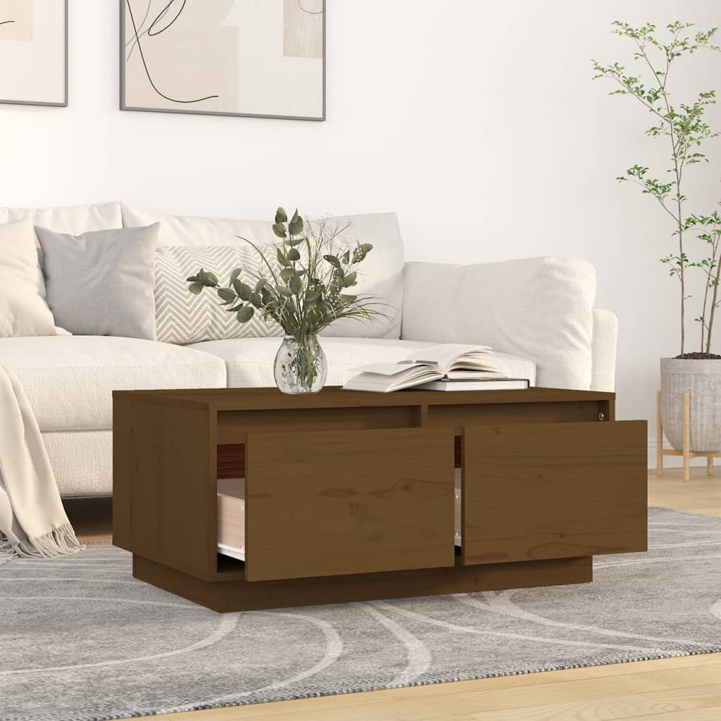 Coffee Table Honey Brown 80 X 50 X 35 Cm Solid Pine Wood