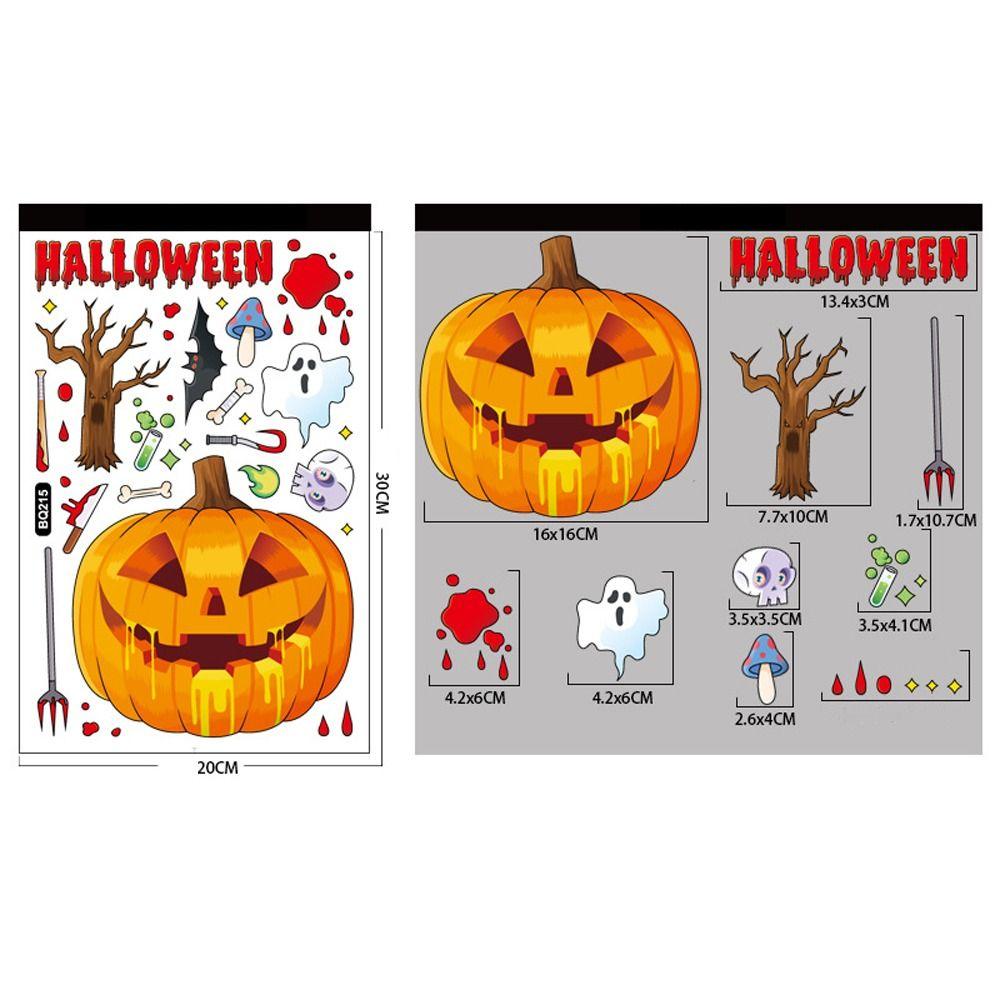 Cute Halloween Window Stickers Witch Bat Pumpkin Skull Self-adhesive Stickers Home Decoration
