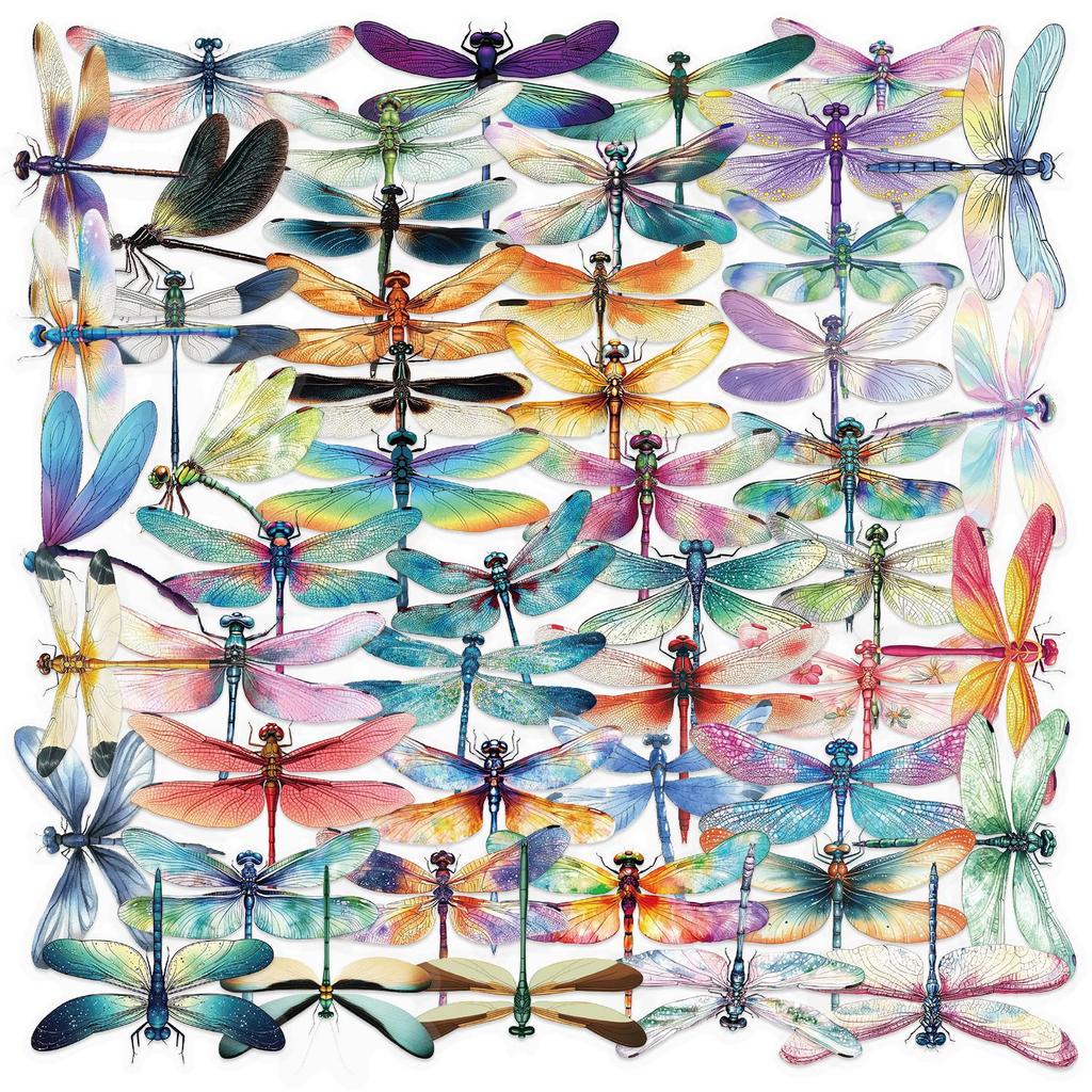 50 Transparent Cartoon Dragonfly Sticker Pack Waterproof Transparent PET Manual Material Decorative Guitar Notebook