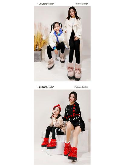 Parent-Child Satay Ski Boots: Warm, Non-Slip, Mid-Calf Winter Snow Boots