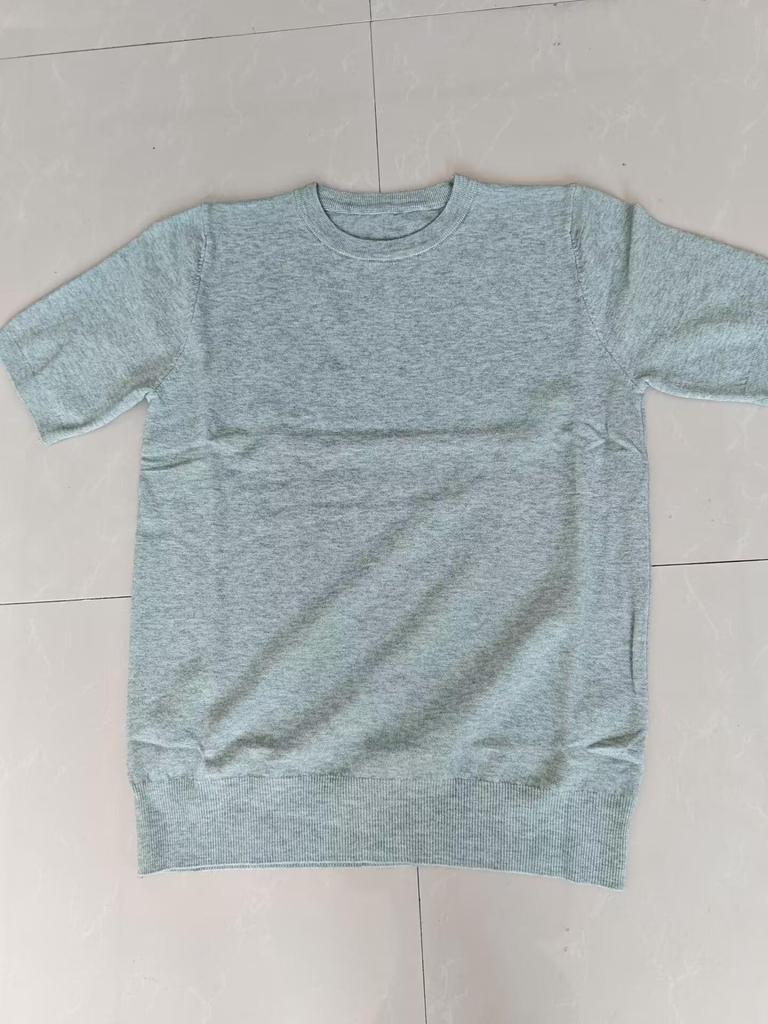 Men's Korean Style Slim Fit Knit T-shirt - Short-Sleeved, Round Neck, Spring/Autumn