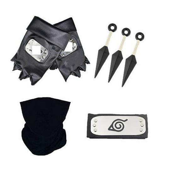 Available: Kakashi Mask, Naruto Kunai & Shuriken, Konoha Headband Set