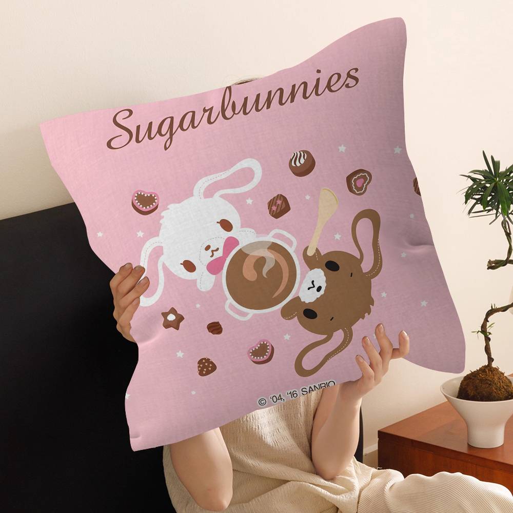 Cartoon Cute S-Sugarbunnies Cushion Cover Car Throw Pillow Case For Sofa Car Christmas Gift 40x40cm 45x45cm