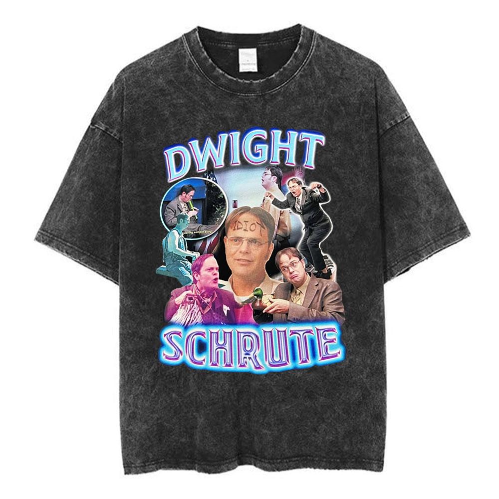 Tv Series The Office Dunder Mifflin Dwight Tv Show Scranton Washed Tshirts Unisex Cotton Casual Short Sleeves Tee Shirt Streetwear