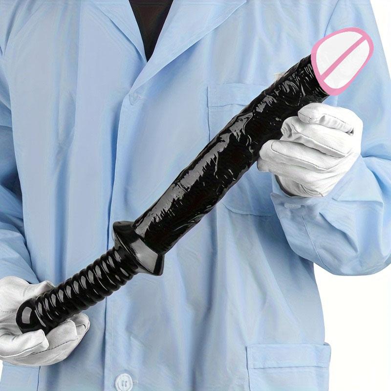 Extra Long Anal Plug Dildo with Shank G-Spot Stimulator Black Penis with Handle Vagina Massage Butt Plug Sex Toys for Women Men