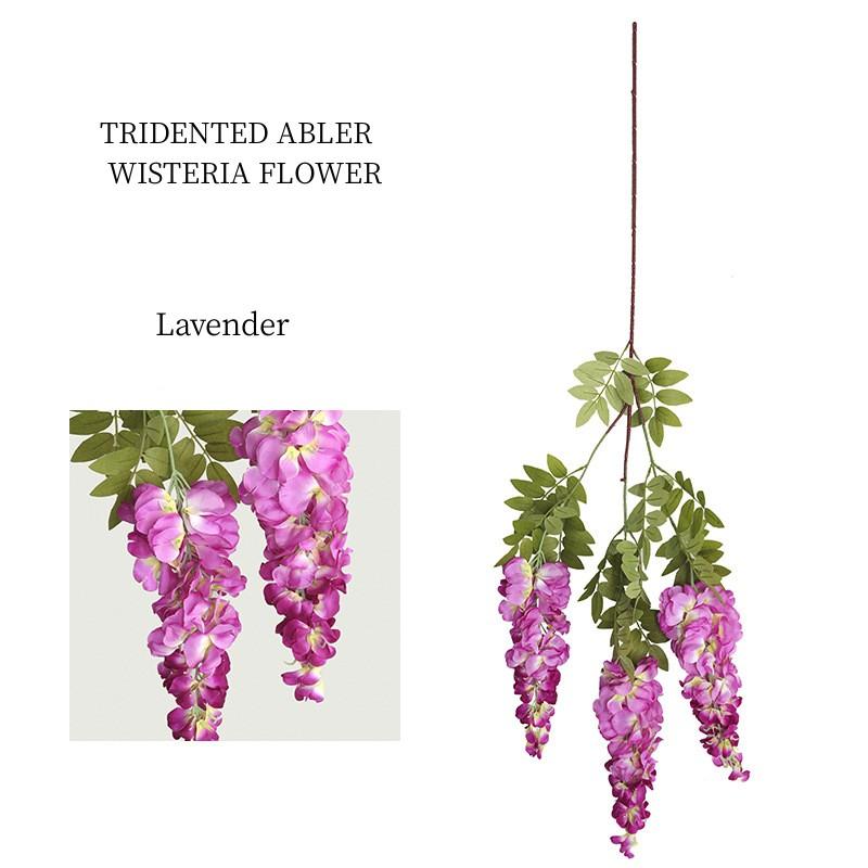 Wisteria Flower Wall Hang, Floral String Plants, Rattan Wedding Backdrop Arrangement, Home Ceiling Decor Vine, 3 Branches