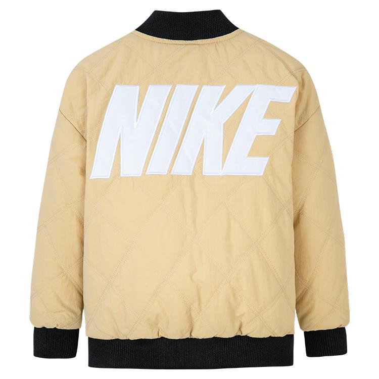 Nike Down Jacket With Embroidered Letter Logo Zipper Short Sleeve Kids Jackets Khaki NY2242028PS-003