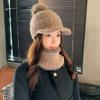 Wollmütze Damenmütze Damen Herbst und Winter Strickmütze Winter Warm Samt Verdickt Ohrenschutz Schal