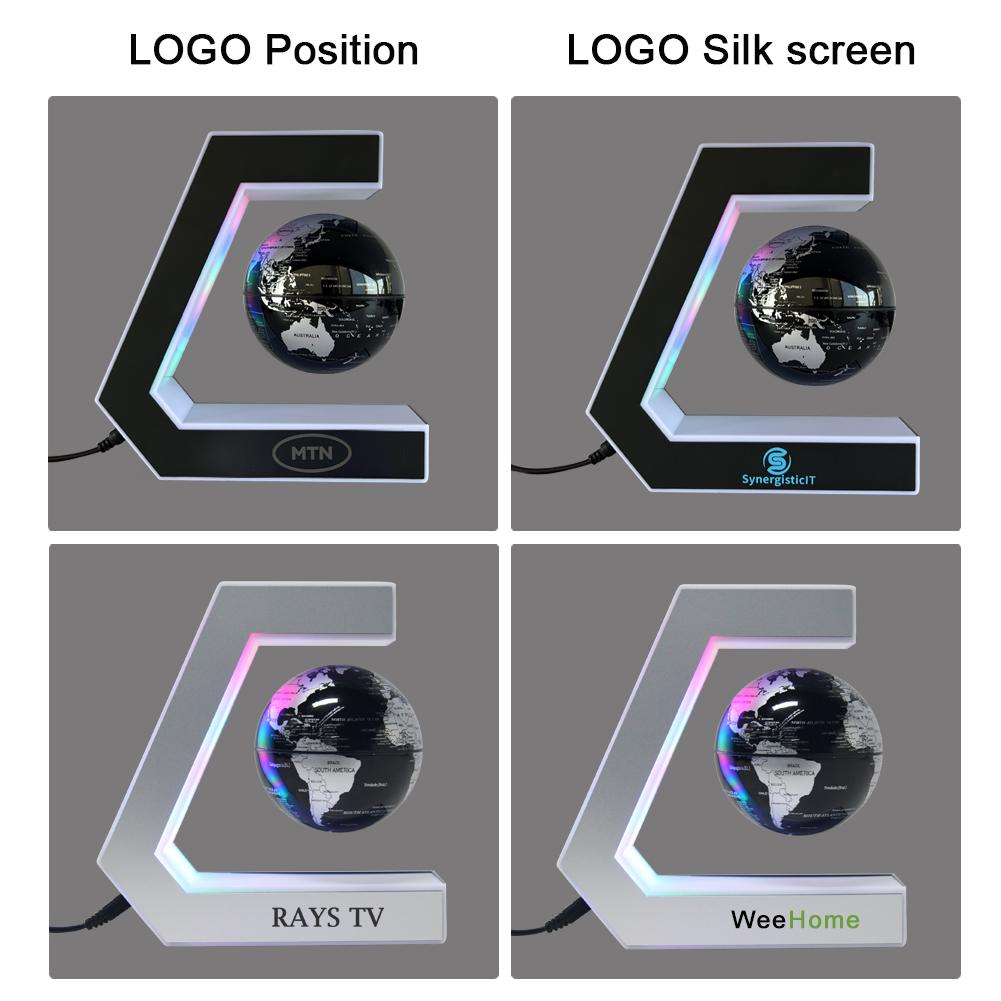 Levitation Magnetic Floating World Map with E Shape Base,360 Degree Rotation and Floating Globe for Office Desk Decoration