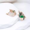 Kinel Dark Green Opal Zircon English Earrings For Women Vintage Rose Gold Color Black Fine Jewelry