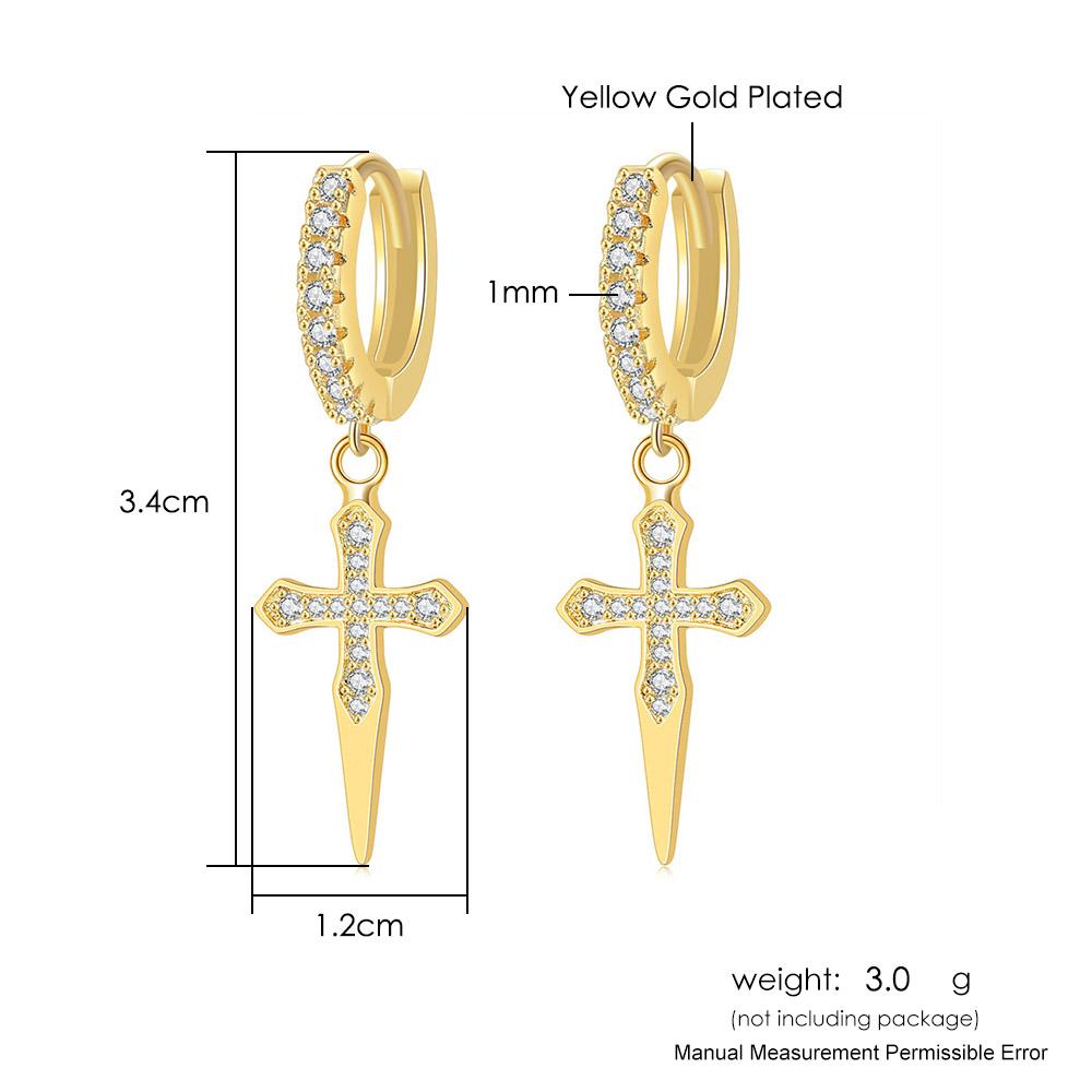 ZHOUYANG Hip Hop Punk Crosses Men's Earrings Personality Exquisite Ear Accessories Trend 2024 Women's Jewelry Wholesale OHE023