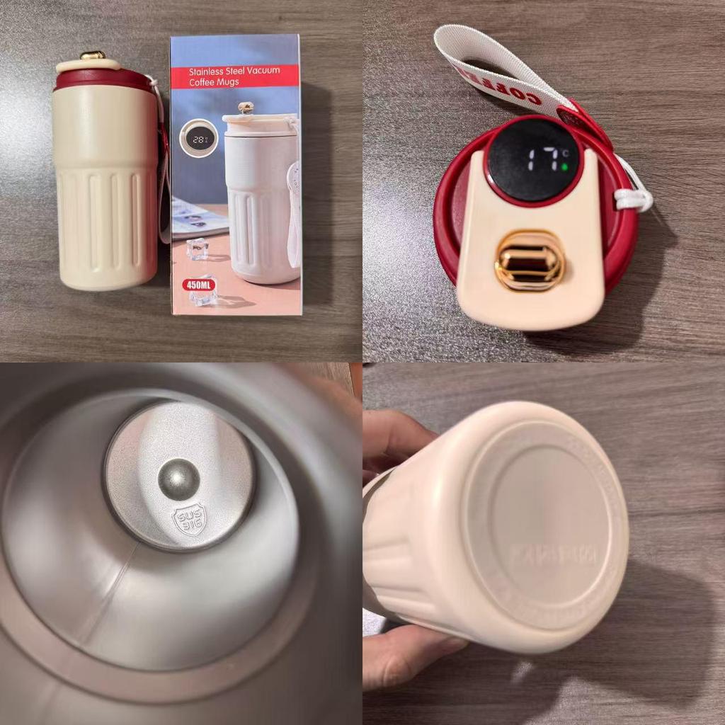 Cană de cafea izolată în vid cu afișaj inteligent al temperaturii din oțel 316 pentru studenți - Sticlă de apă portabilă pentru bărbați și femei