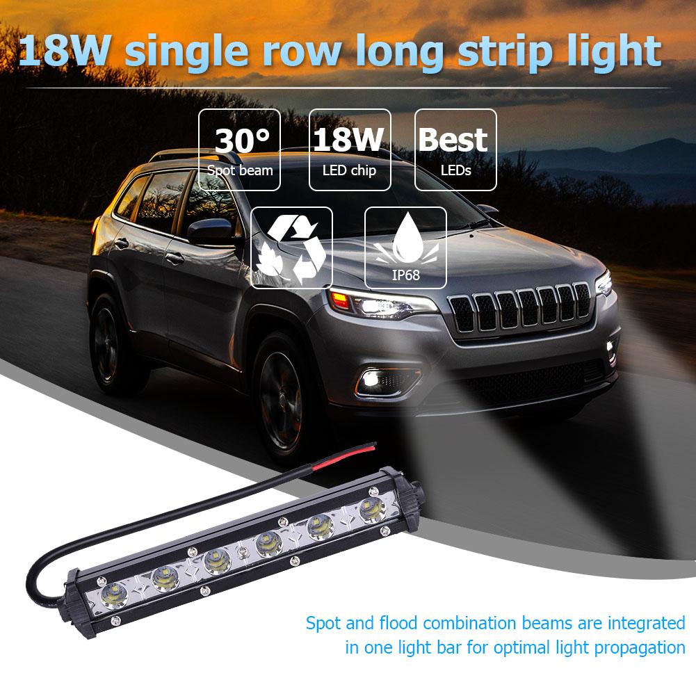 2pcs 7 Inch 18w Led Work Light Bar, 6000k Driving Fog Lamp For Off Road Suv Car Spotlight чёрный