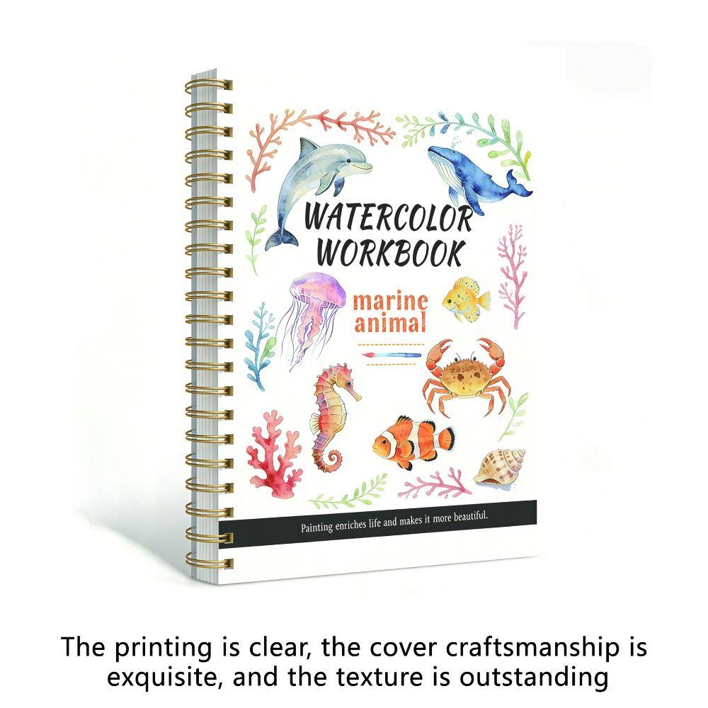 Marine Animal Theme Watercolor Practice Book Spiral Bound Painting Notebook  Beginner Learning