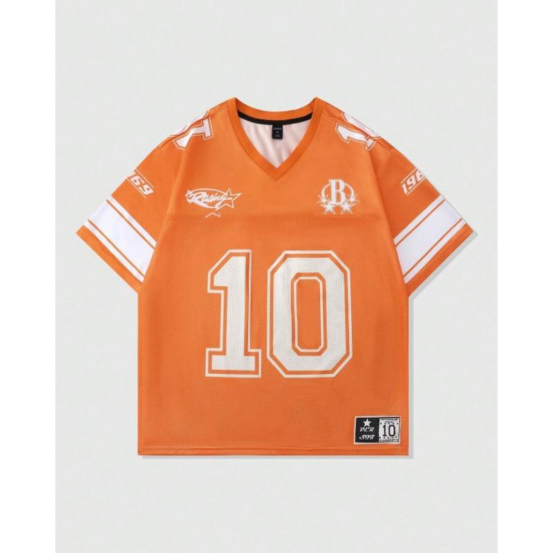 2025 New Men's and Women's Loose T-shirt Comfortable Sports Plus No. 10 Jersey Street Sports Short Sleeves Moto