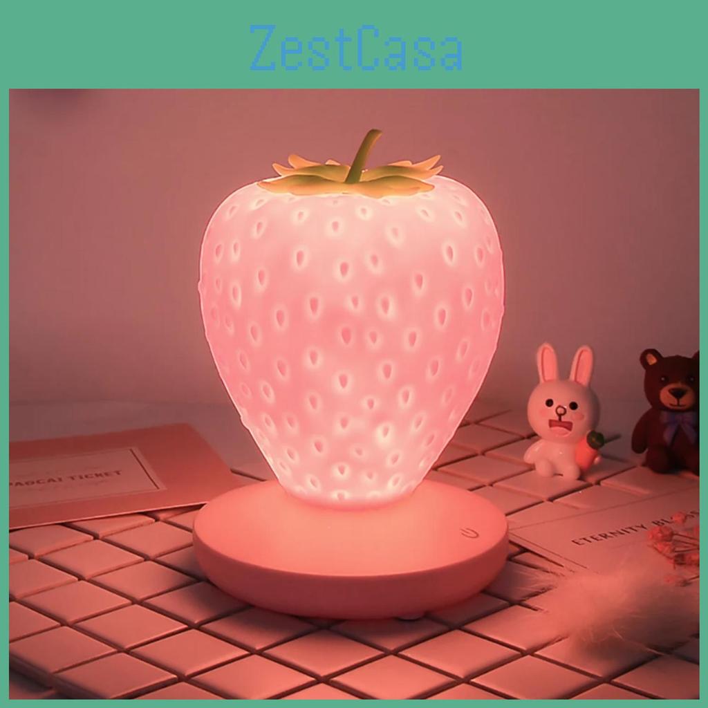 Led Strawberry New Bedroom Lamp Silicon Touchsensor Usb Rechargeable Dimmable Bedside Night Light House Decoration
