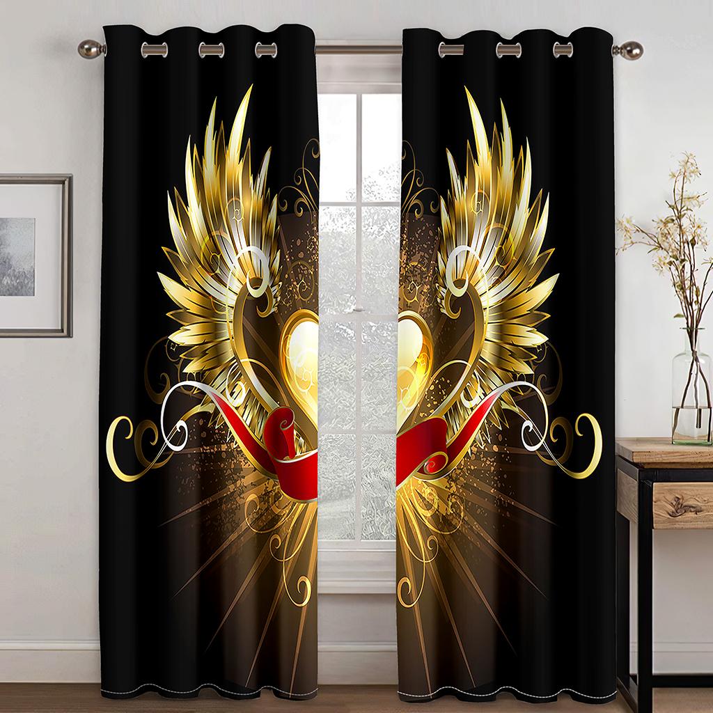 Luxury Heart Love Diomand Pink Girl Diadema Window Curtains Blinds for Living Room Kids Bedroom Kitchen Door Home Decor 2Pcs