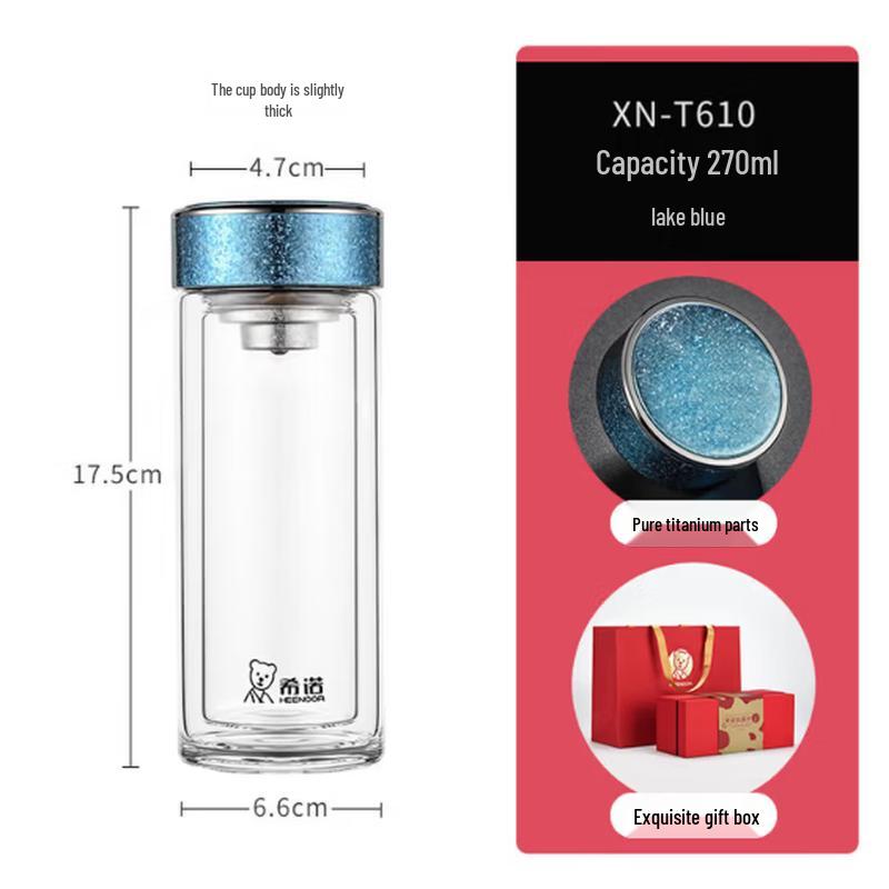 Heenoor Antibacterial Insulated Glass Tea Bottle