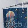Bright Jellyfish Shower Curtain Ocean Blue Decorative Fabric Waterproof Bath Mat Liner Home Decoration For Kids Bathr