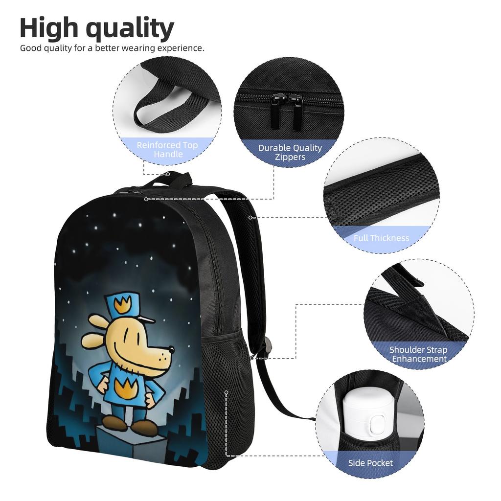 Dog Man Cartoon Teenage Backpack Outdoor Student Business  Daypack for Men Women College Canvas Bags