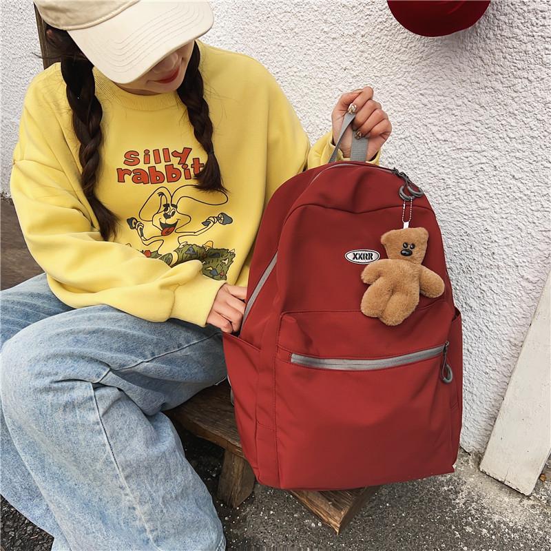 College style labeled student schoolbag spring new large-capacity junior high school student college backpack