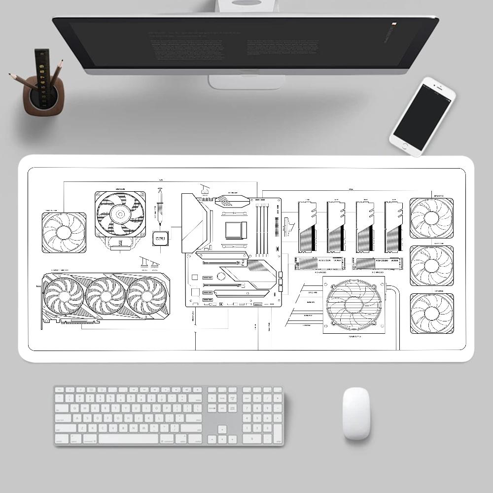 Larger Mousepad CPU Artistic line design Style Gaming Keyboard Computer 600x1200mm Desk Mat Accessories Game Mause Ped Office