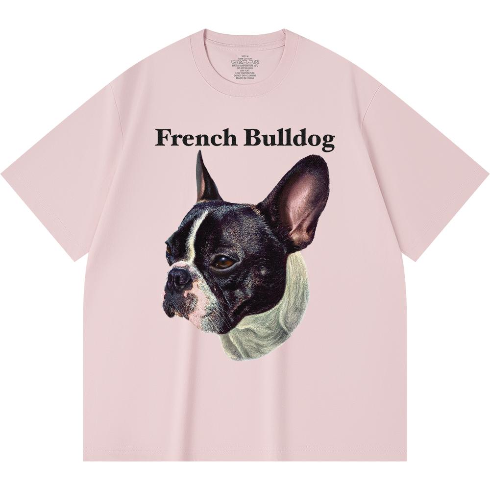 230GSM 100% Cotton T-Shirt French Bulldog-1 Print Tees Funny Harajuku Style Combed Cotton Tshirt