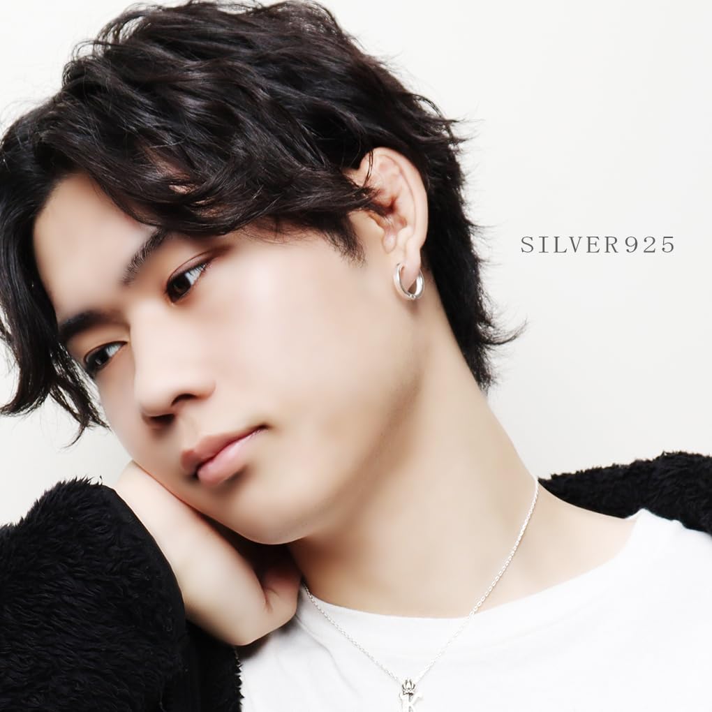 [Shinjuku Gin no Kura] Simple 925 Sterling Silver Hoop Earrings, 18mm x 3mm, Single Earring, Large, Fold-Over Style, Round Shape