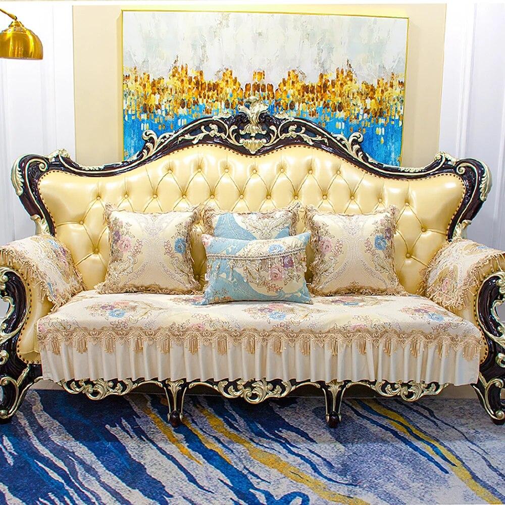 European Anti-Slip Sofa Cover Four Seasons Universal Sofa Towel Jacquard Chenille Sectional Slipcover Furniture Protector Cover