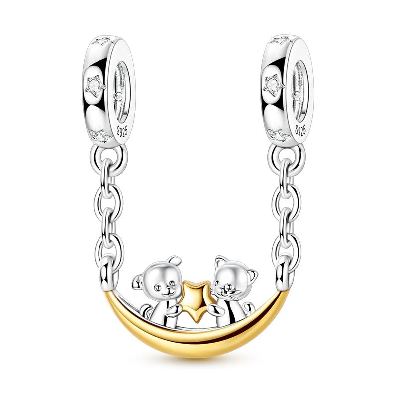 Gold Series Diy Charms Bead Original Copper Inlaid Zirconium Sun Leopard Pendants Fit Bracelet Jewelry Gift Marking