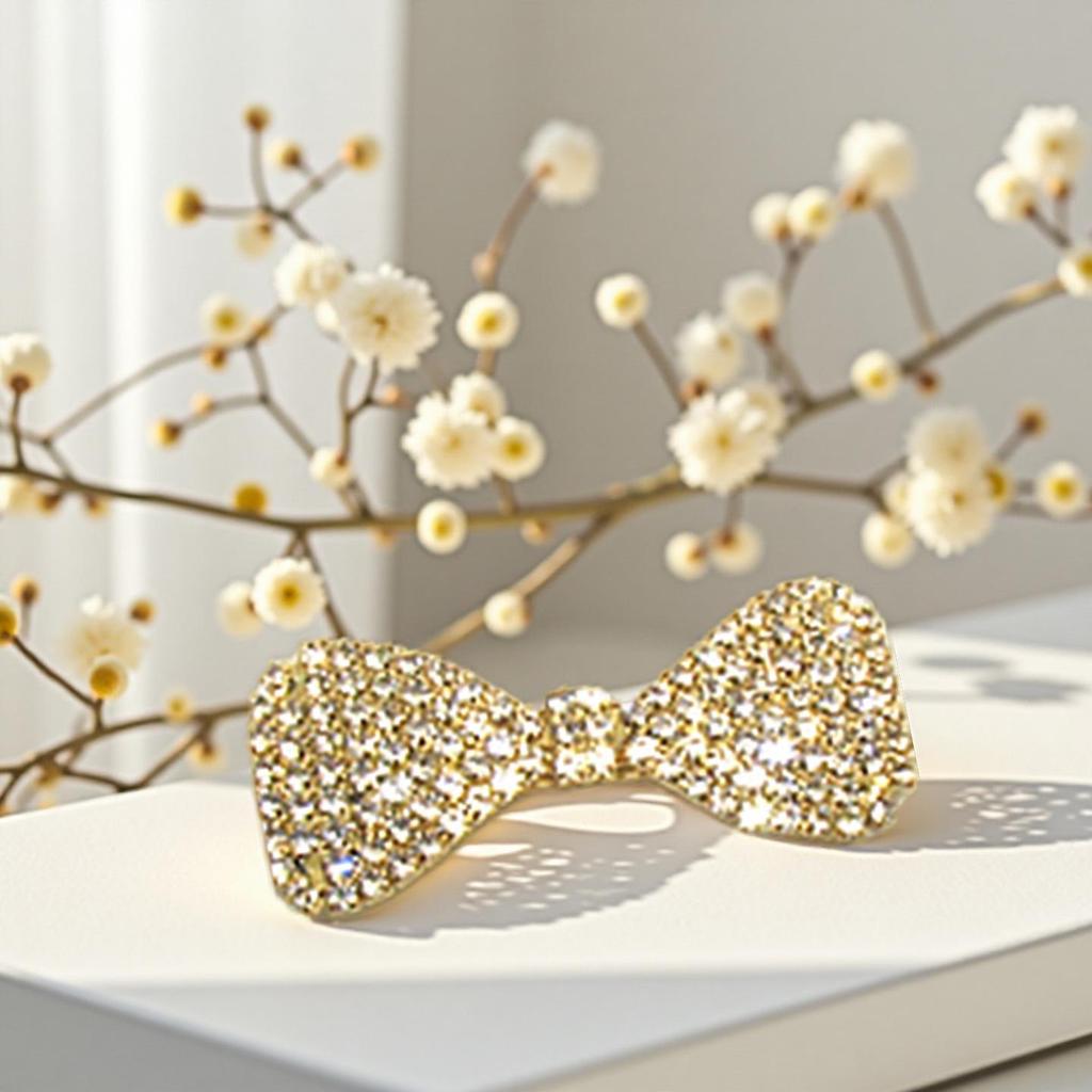 Korean Style Rhinestone Bow Hair Clip Claw Chain Accessories