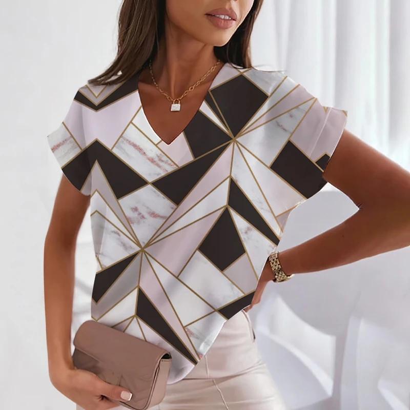 New Plaid Women\\'s T-Shirt Summer Street Trend Fashion Short Sleeve Loose 100 Match Personality Half Sleeve 3D Printed Top