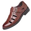 2025 new men's sandals leather hole shoes beach shoes casual soft-soled shoes hollow breathable leather sandals