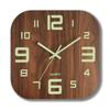 12 Inch Glow In Dark Wall Clock Brown Luminous Wall Clock Silent Wooden Wall Clock  For Bedroom