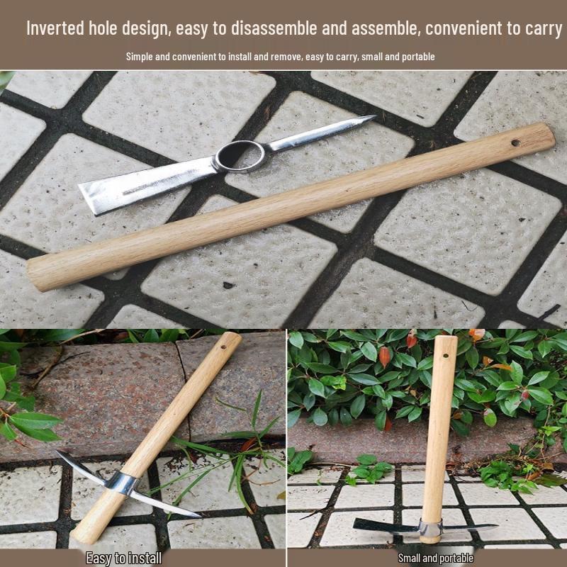 Wooden Handle Stainless Steel Mini Pickaxe & Hoe