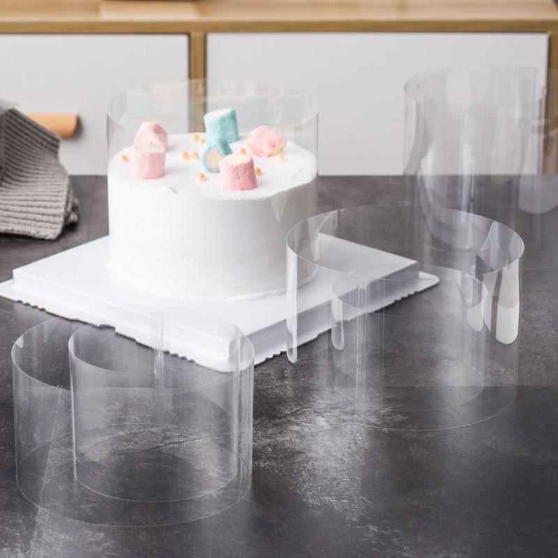 50pcs 6" Mousse Cake Edge Transparent Clear Baking Tool Kitchen Gadgets Wrapping Tape Collar Roll Packaging