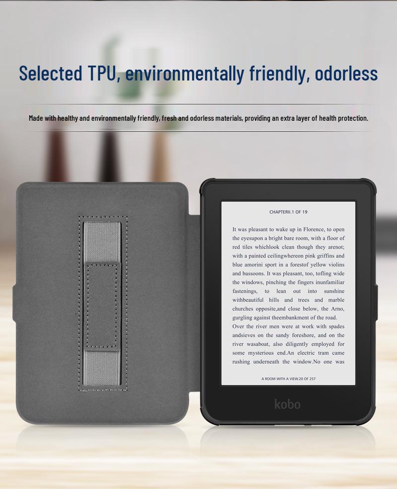 Compatible Kobo Clara HD Linen Texture Protective Leather Case for 2018 Model & Tolino Shine 3
