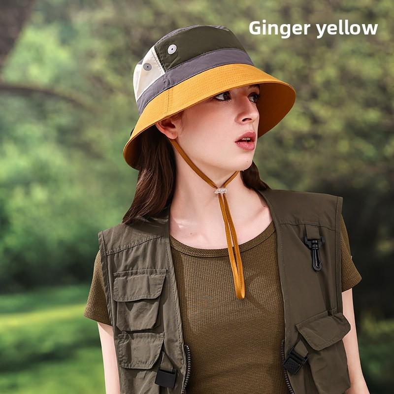 Block Color Fisherman Cap Breathable Nylon Sun Protection Hat For Sports Outdoor