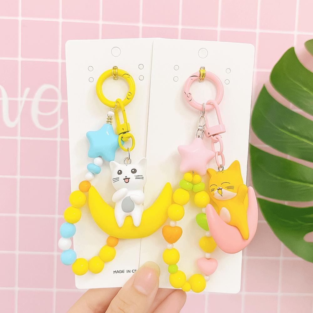 Soft Furry Simulated Cat Doll White Gray Stuffed Cat Keychain Kitten Plush Toy Girls Gift