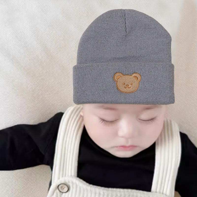 Knitted Hat Cartoon Embroidery Baby Bonnet Caps Hat Winter Warm Hat Beanie Caps for Baby Toddler Children Breathable Hat