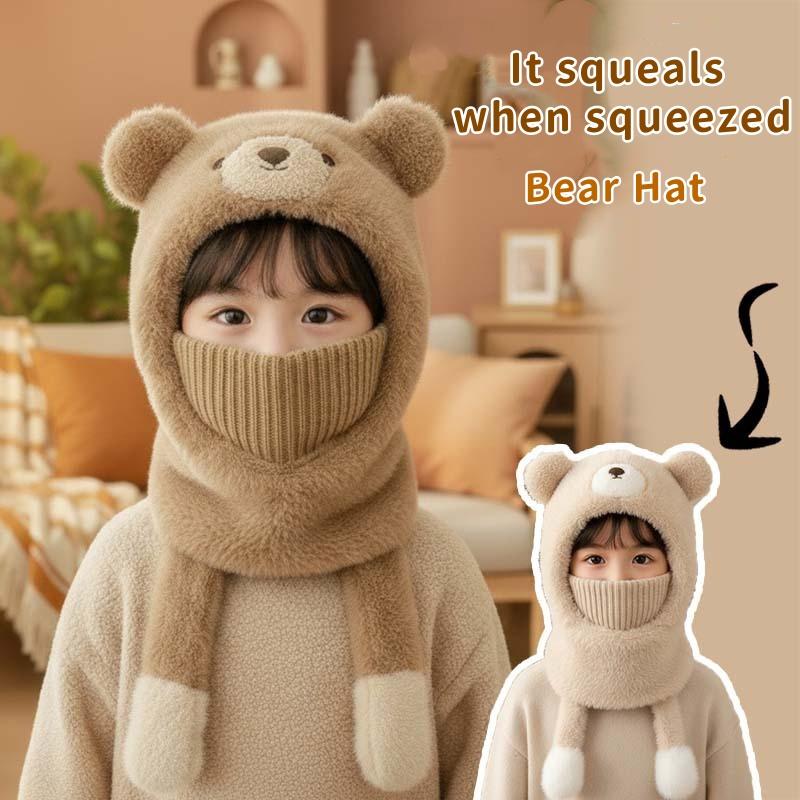 Mascherina Facciale Invernale Copricapo Per Bambini E Bambine Calda Morbida Cappello A Maglia Orsetto Cartone Animato Sciarpa Cappello Un Pezzo Passamontagna Per Bambini