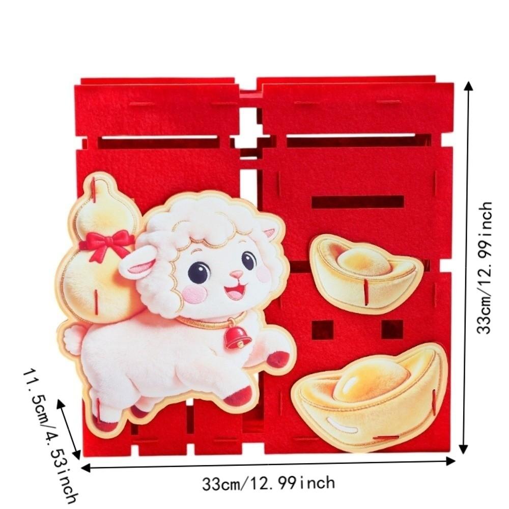3D Goat Year Desktop Ornament Red Blessing 2027 New Year Lucky Decoration flocked cloth Traditional Fu Character Ornament