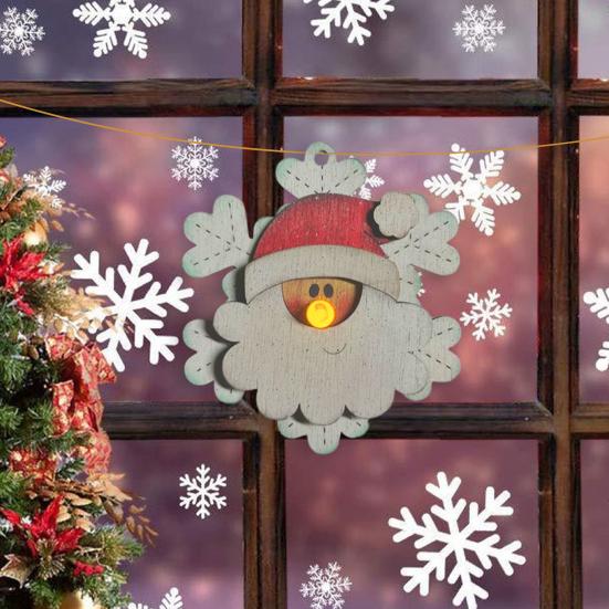 

Yousheng Рождественская подвесная деревянная вывеска со светодиодным носом, снежинкой, снеговиком, оленем, Санта-Клаусом, настенное украшение, подвеска Snowman