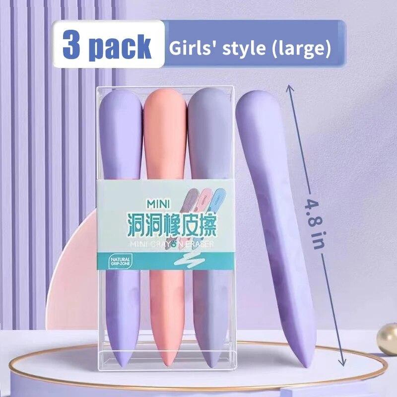 Traceless Erasers Suitable for School & Office,Pencil-Shaped Dust-Free Eraser Refills, Easy Erase No Residue, Durable